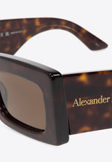 Alexander McQueen Bold Logo Rectangular Sunglasses Brown 760629 J0749-2305