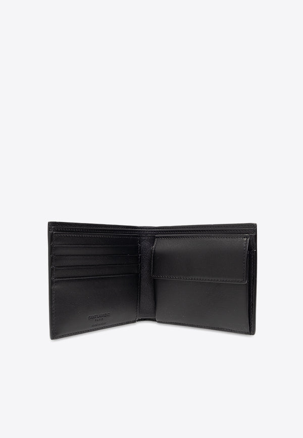 Saint Laurent Debossed Logo Leather Bi-Fold Wallet Black 760923 AACKL-1000