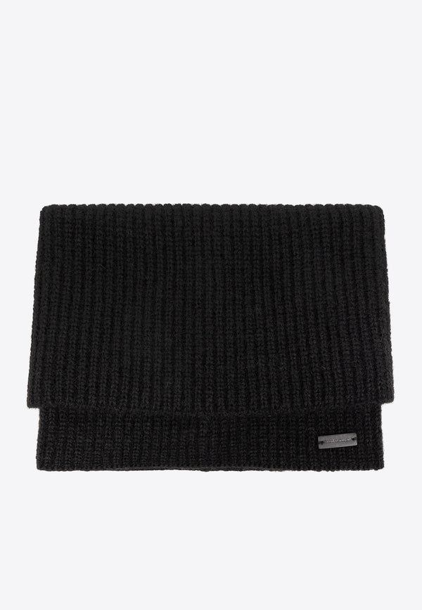 Saint Laurent Ribbed Knit Folded Collar Black 761551 3YO27-1000
