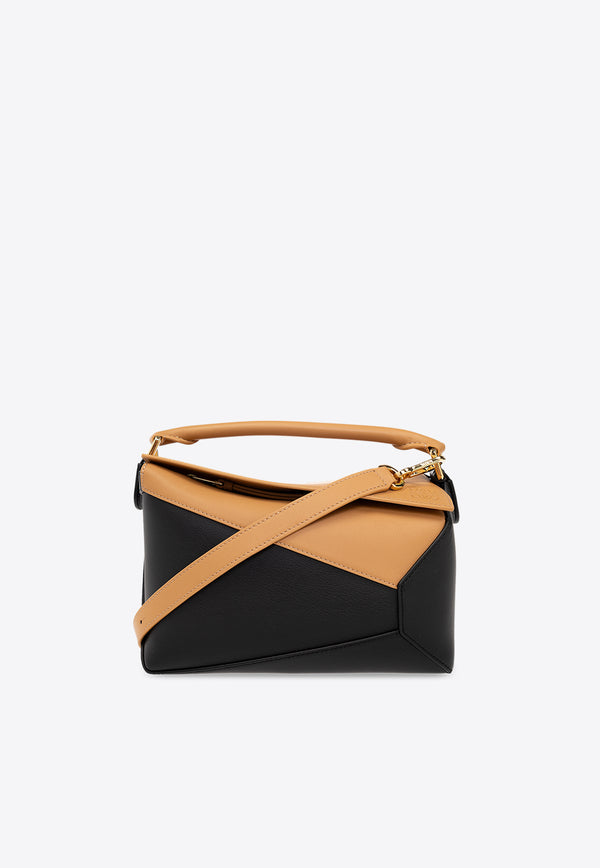 Loewe Small Puzzle Shoulder Bag in Calf Leather Black A510P60X44 0-WARM DESERT BLACK