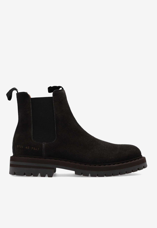 Common Projects Suede Chelsea Lug Boots  CHELSEA IN SUEDE 6134-BLACK 7547