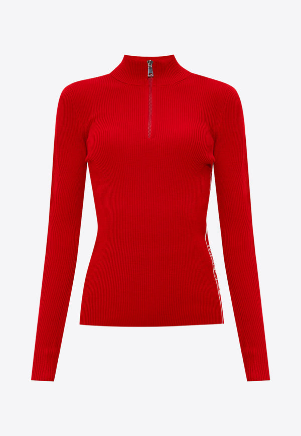 Moncler Wool Zip-Up Neck Sweater I20939F00001 M1131-P40 Red