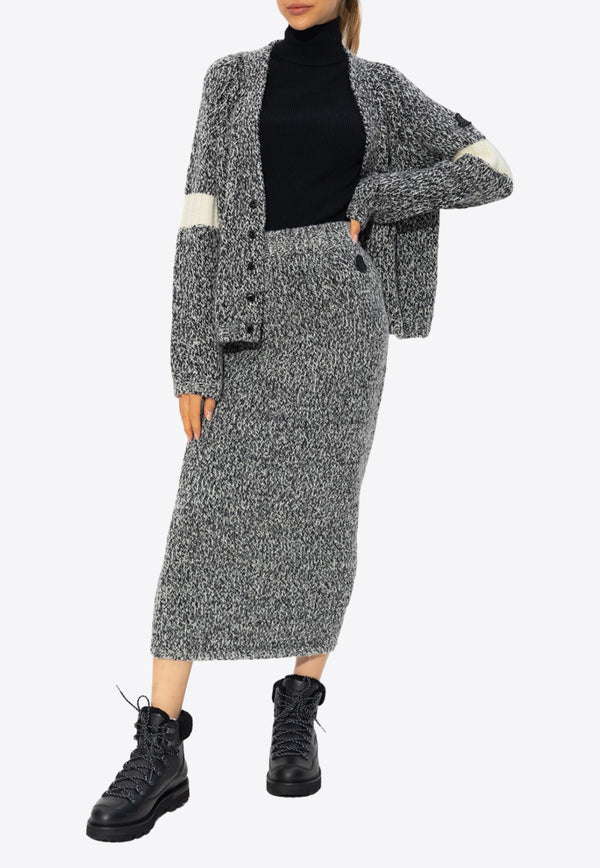 Moncler Knitted Wool Midi Skirt I20939H00003 M3560-F90 Gray