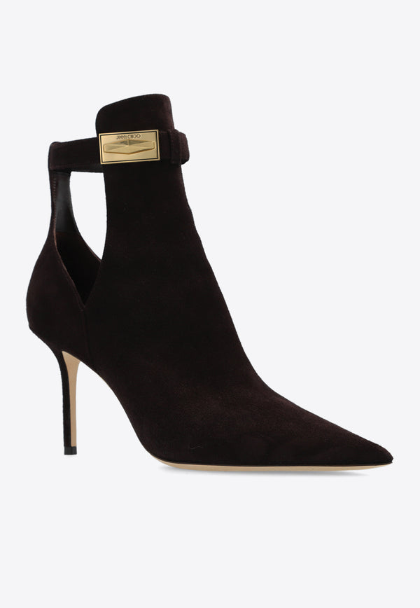 Jimmy Choo Nell 85 Suede Ankle Boots  Dark Brown NELL AB 85 SUE-COFFEE