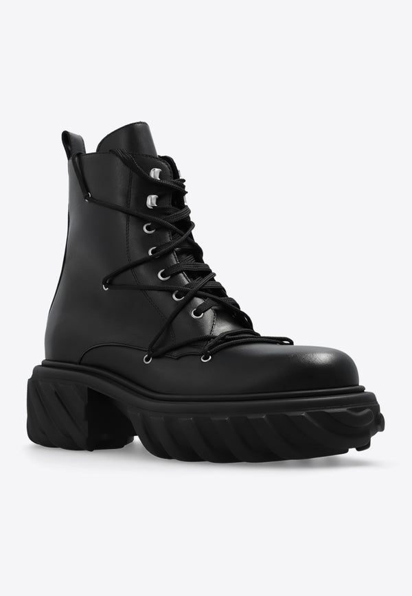Off-White Tractor Lace-Up Ankle Boots  Black OWID040F23 LEA001-1010