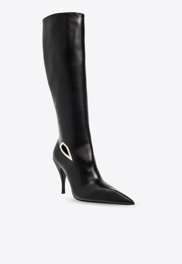 Off-White Crescent 105 Knee-High Leather Boots Black OWIE040F23 LEA001-1072