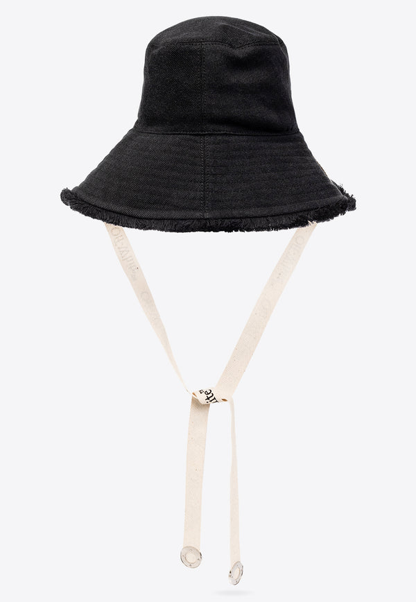 Off-White Logo Embroidered Bucket Hat with Logo Strings Black OWLB042F23 DEN001-1010