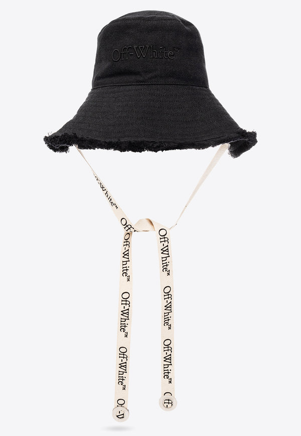 Off-White Logo Embroidered Bucket Hat with Logo Strings Black OWLB042F23 DEN001-1010