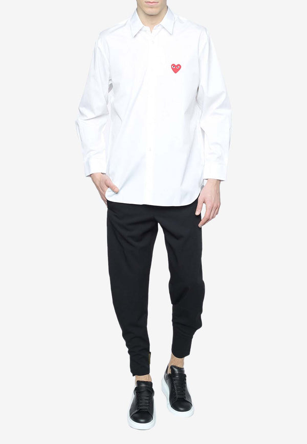Comme Des Garçons Play Heart Embroidery Poplin Shirt White P1B002 0-B