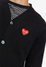 Comme Des Garçons Play Embroidered Heart Wool Cardigan Black P1N008 0-A