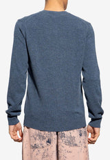 Comme Des Garçons Play V-neck Wool Sweater with Logo Embroidery Blue P1N090 0-1
