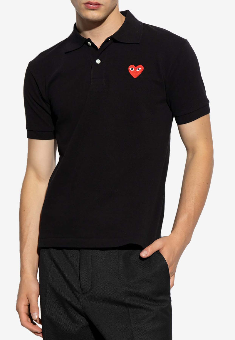 Comme Des Garçons Play Heart Patch Polo T-shirt Black P1T006 0-E