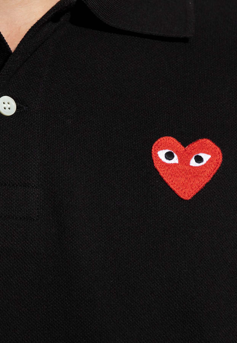 Comme Des Garçons Play Heart Patch Polo T-shirt Black P1T006 0-E