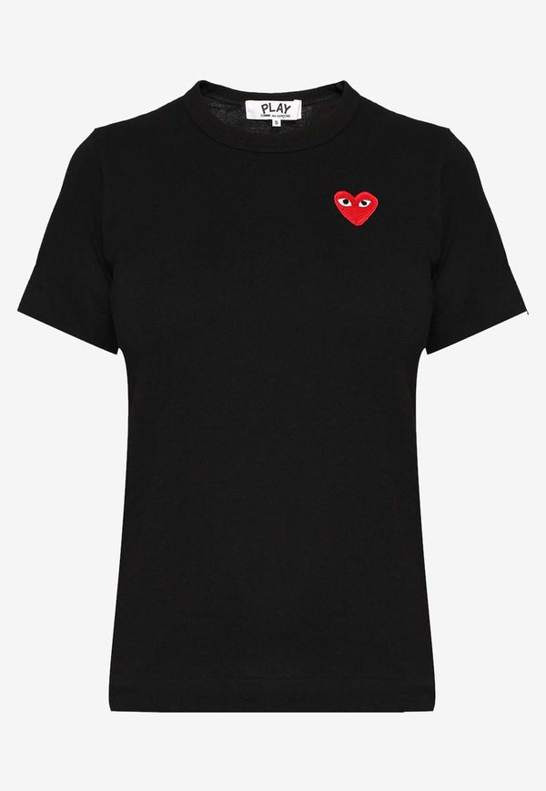 Comme Des Garçons Play Heart Patch Crewneck T-shirt Black P1T107 0-1