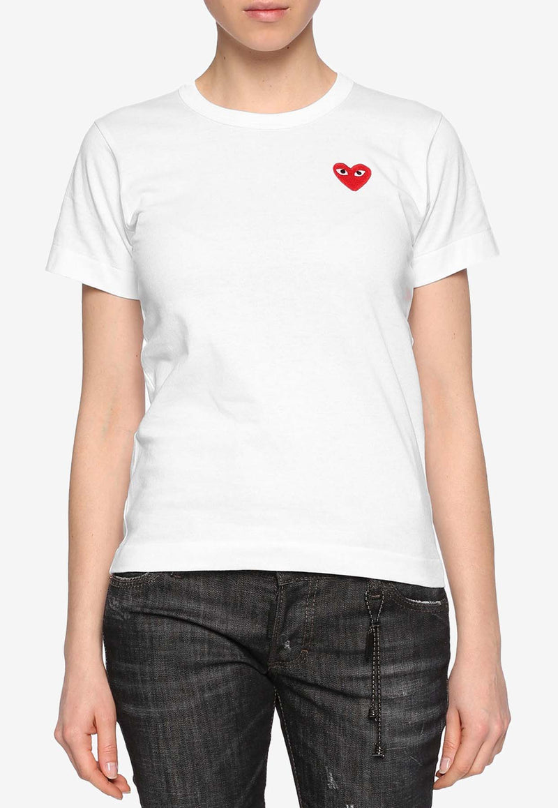 Comme Des Garçons Play Heart Patch Crewneck T-shirt White P1T107 0-2