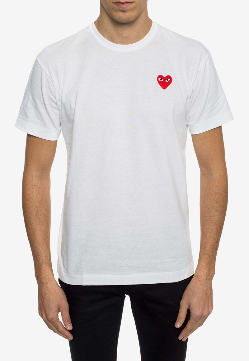 Comme Des Garçons Play Heart Embroidered Crewneck T-shirt White P1T108 0-2