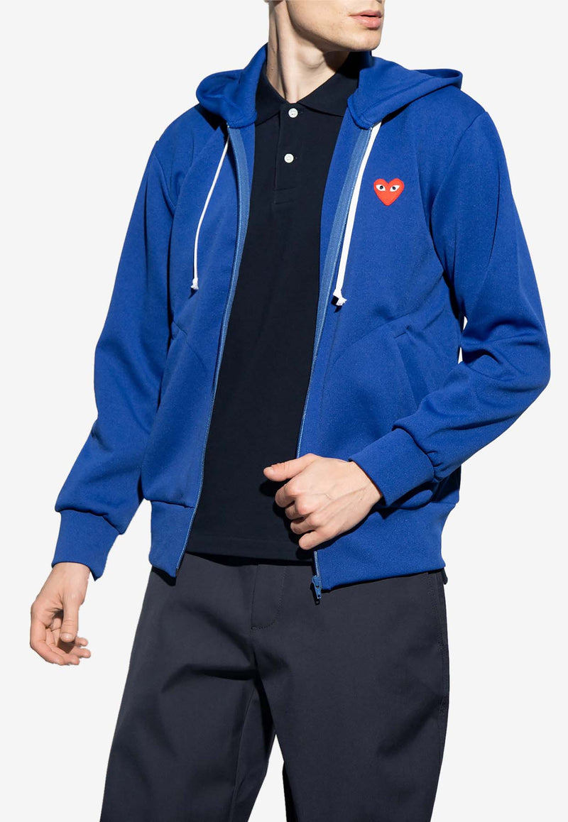 Comme Des Garçons Play Embroidered Heart Zip-Up Hooded Sweatshirt Blue P1T172 0-2