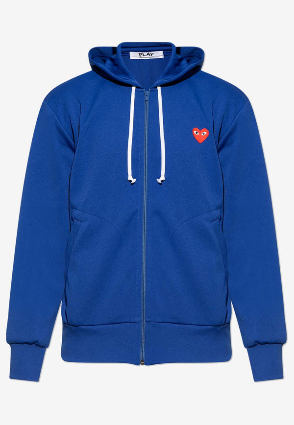 Comme Des Garçons Play Embroidered Heart Zip-Up Hooded Sweatshirt Blue P1T172 0-2