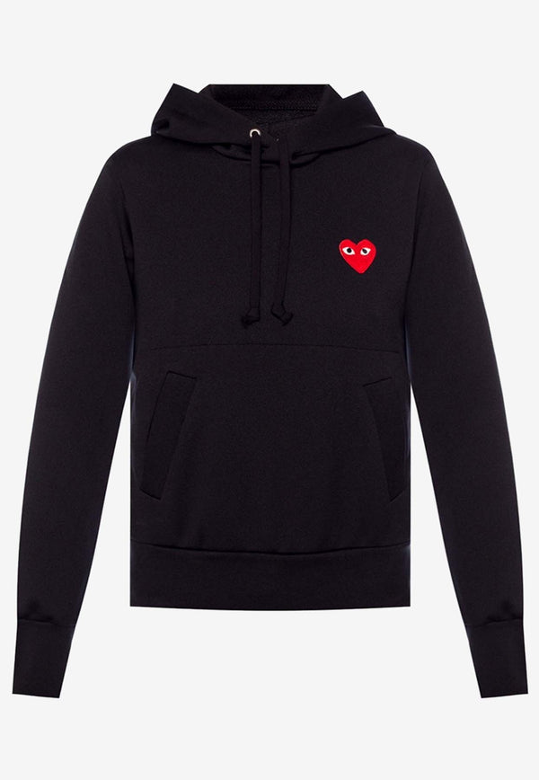 Comme Des Garçons Play Heart Patch Hooded Sweatshirt Black P1T173 0-1