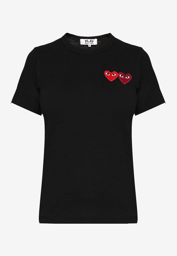 Comme Des Garçons Play Logo Patches Crewneck T-shirt Black P1T225 0-1