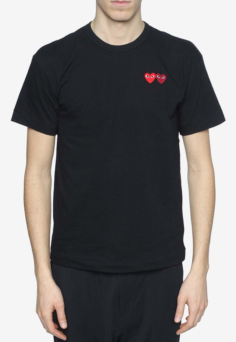 Comme Des Garçons Play Logo Patches Crewneck T-shirt Black P1T226 0-1