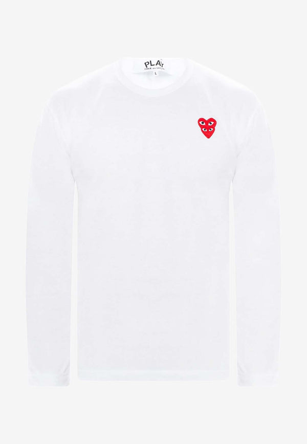 Comme Des Garçons Play Heart Patch Long-Sleeved T-shirt White P1T292 0-2