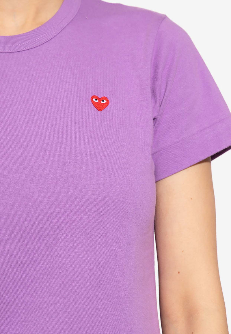 Comme Des Garçons Play Logo Embroidered Crewneck T-shirt Purple P1T313 0-4