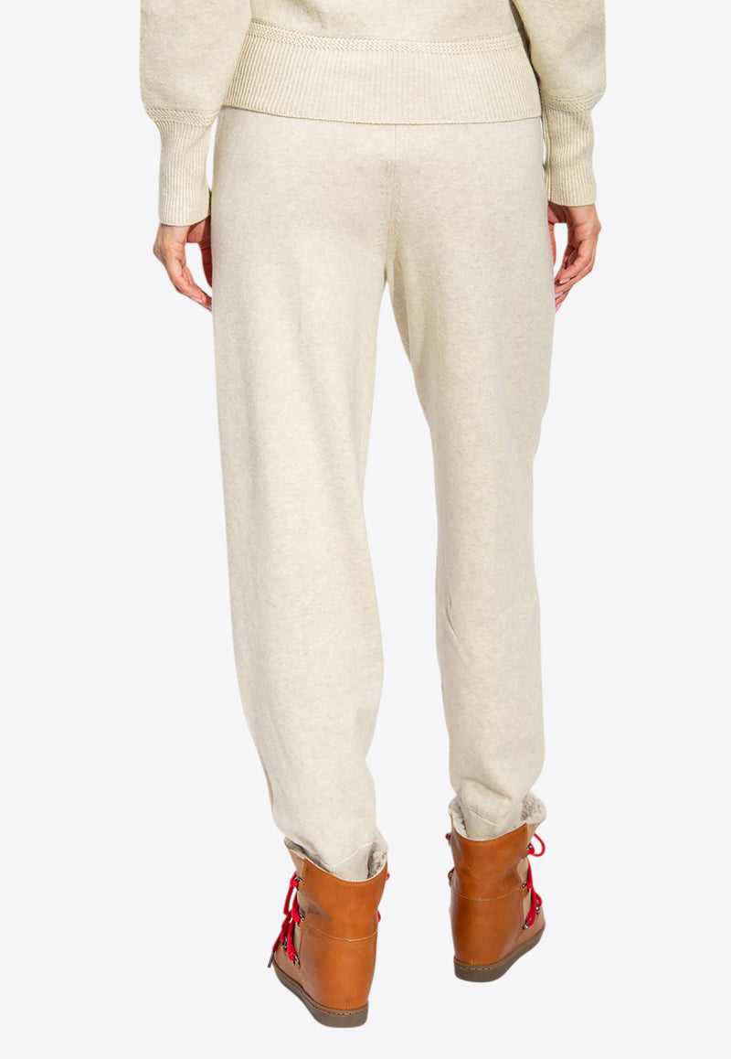 Isabel Marant Etoile Kira Logo Embroidered Track Pants Cream PA0105FA A3L75E-LIGHT GREY