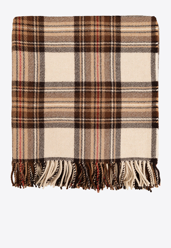 Etro Check Wool Fringed Scarf Brown R1D060 672-800