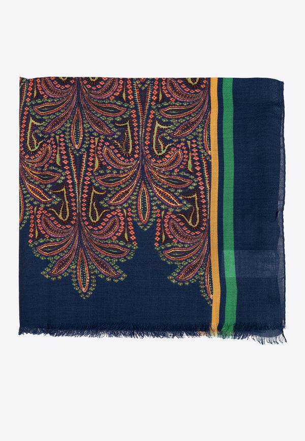 Etro Paisley Embroidered Wool Scarf R1D065 9082-200 Multicolour