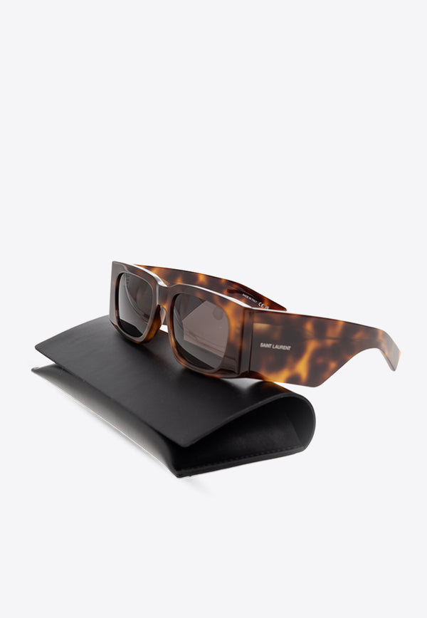 Saint Laurent Rectangular-Framed Logo Sunglasses Gray 769789 Y9956-2300