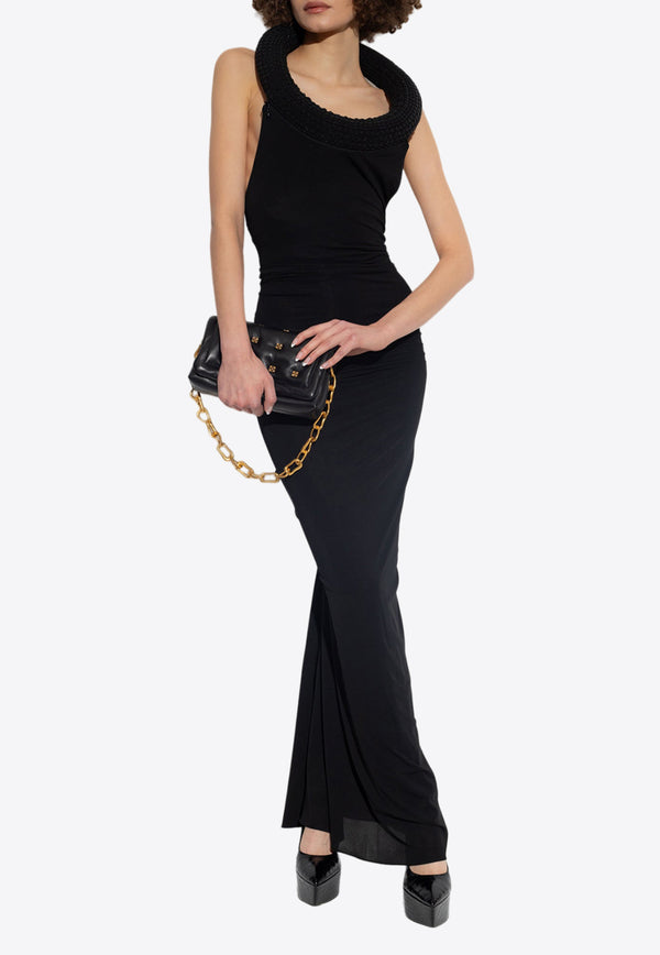 Off-White Sleeveless Gown with Decorative Collar Black OWDI011F23 JER002-1000