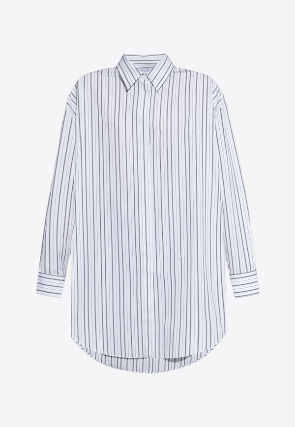 Off-White Striped Oversized Long-Sleeved Shirt White OWGE008F23 FAB001-0110