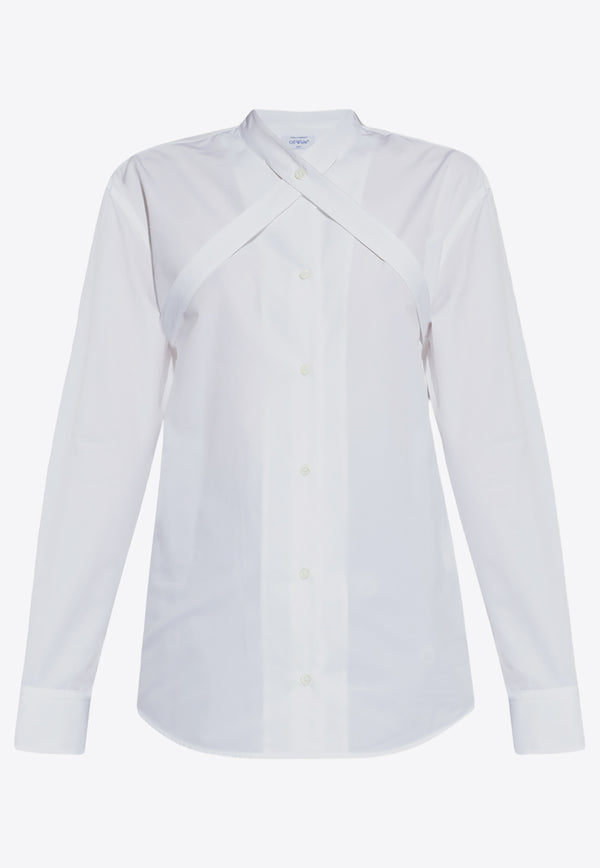 Off-White Cross Belt Long-Sleeved Shirt White OWGE014F23 FAB001-0100