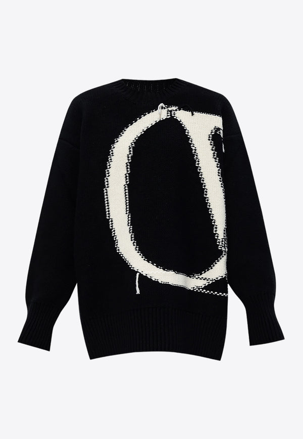 Off-White Logo Intarsia Wool Sweater Black OWHE102F23 KNI002-1004