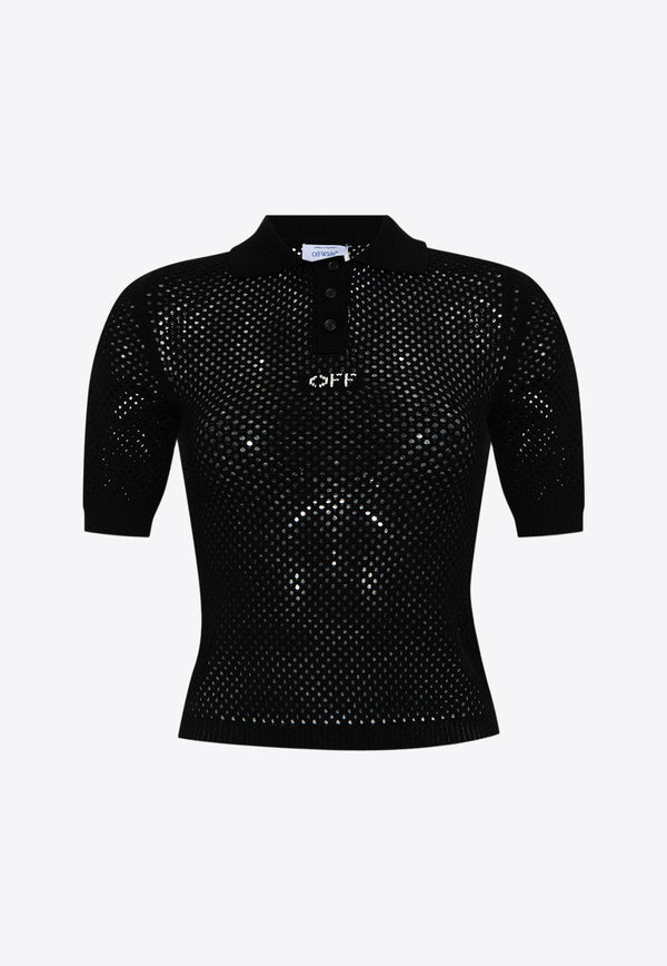 Off-White OFF Logo Openwork Polo T-shirt Black OWHV001F23 KNI001-1004
