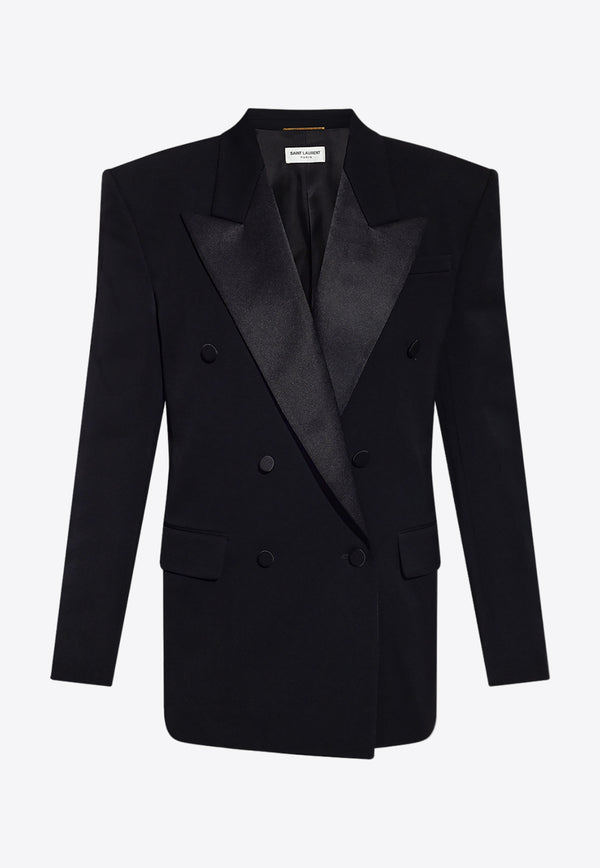 Saint Laurent Oversized Double-Breasted Wool Blazer Black 760580 Y7E63-1000