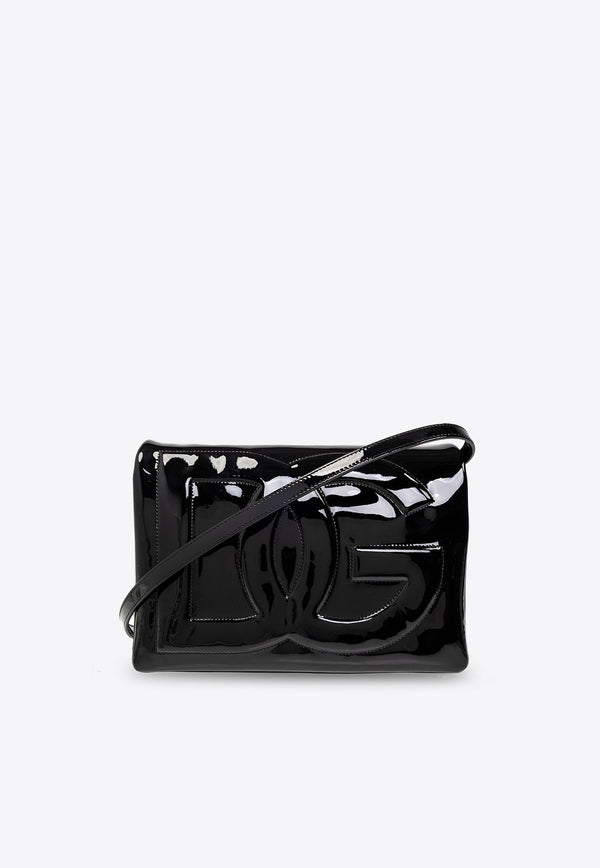Dolce & GabbanaGlossy Leather Shoulder BagBB7550 A1484-80999Black