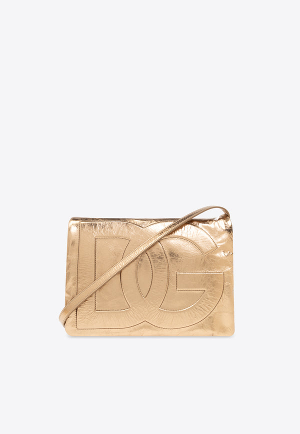 Dolce & GabbanaDG Logo Shoulder Bag in Metallic Lamb LeatherBB7550 AO855-8H945Gold