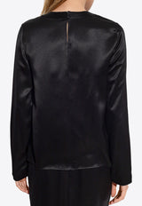 Saint Laurent Long-Sleeved Silk Top Black 766797 Y7G27-1000