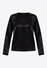 Saint Laurent Long-Sleeved Silk Top Black 766797 Y7G27-1000