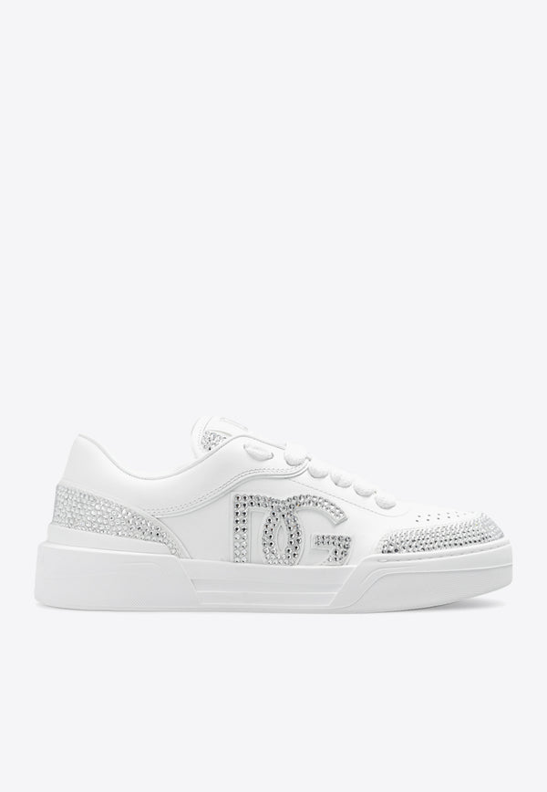 Dolce & GabbanaCrystal-Embellished Logo Sneakers in LeatherCK2228 AQ067-89642White