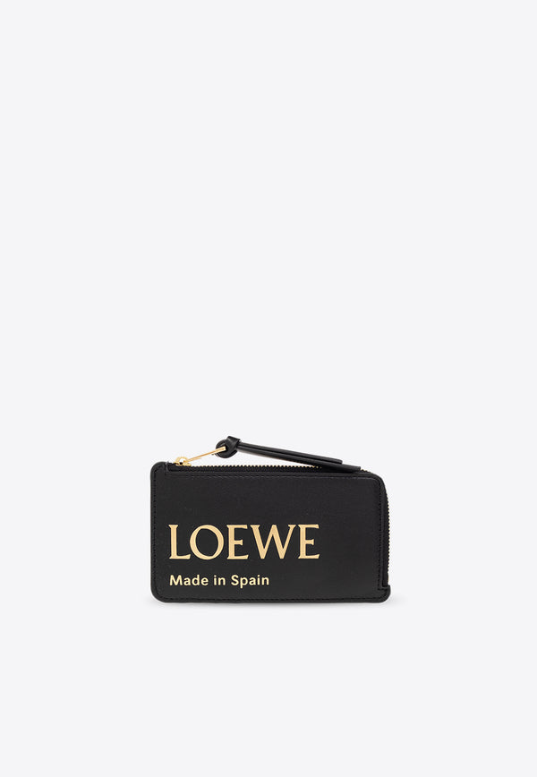 Loewe Embossed Logo Leather Zip Cardholder Black CLE0Z40X01 0-BLACK