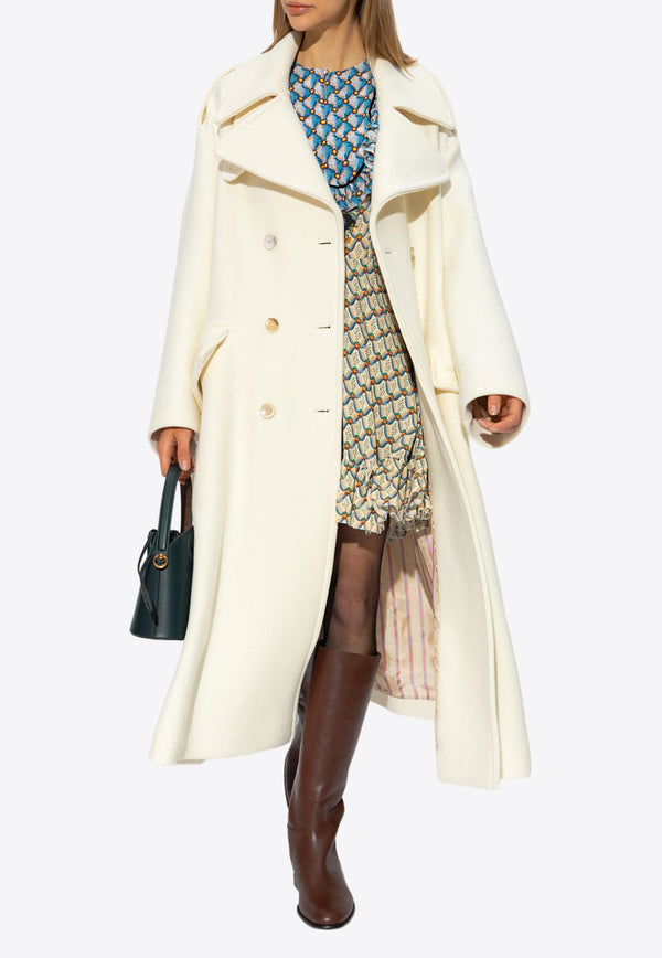 Etro Double-Breasted Long Wool Coat D11407 7203-990 Cream