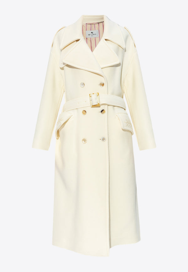 Etro Double-Breasted Long Wool Coat D11407 7203-990 Cream