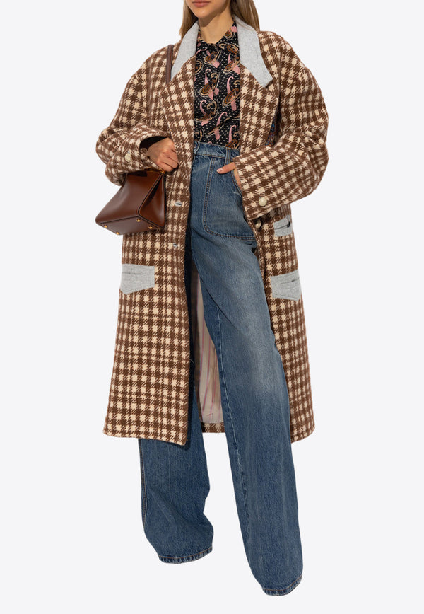 Etro Checked Oversize Long Coat D11414 7246-150 Brown