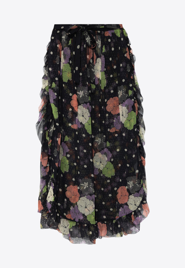 Etro Floral Polka Dot Midi Skirt D11617 5240-1 Multicolour