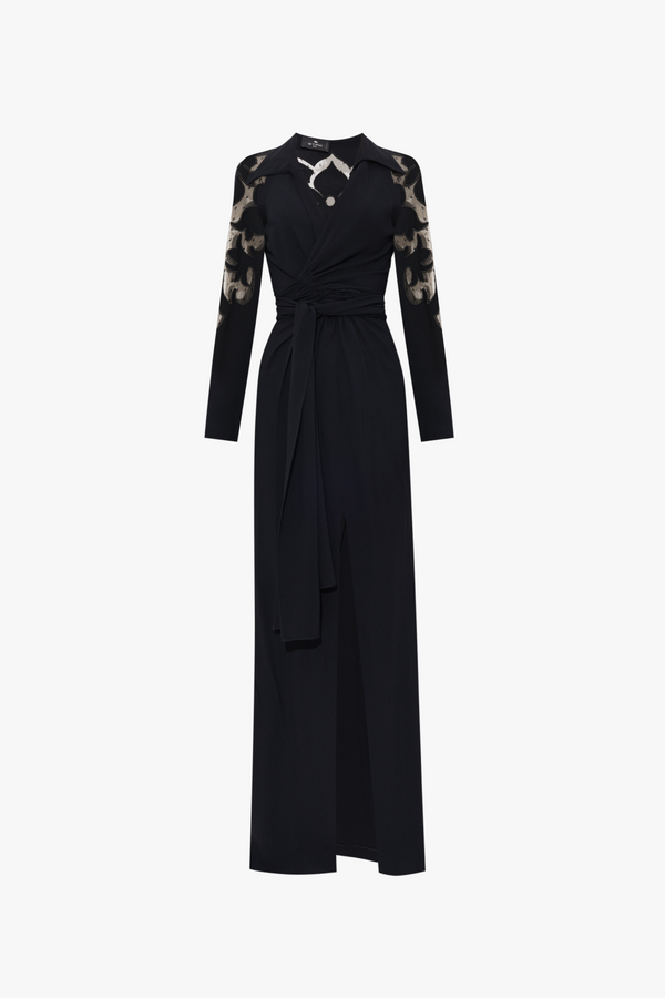 Etro Cut-Out Embroidery Maxi Dress D11660 7951-1 Black