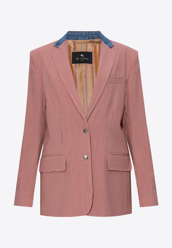 Etro Single-Breasted Houndstooth Blazer D12189 537-650 Red