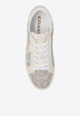 Coach Lowline Monogram Jacquard Sneakers Beige G5037 0-E4V